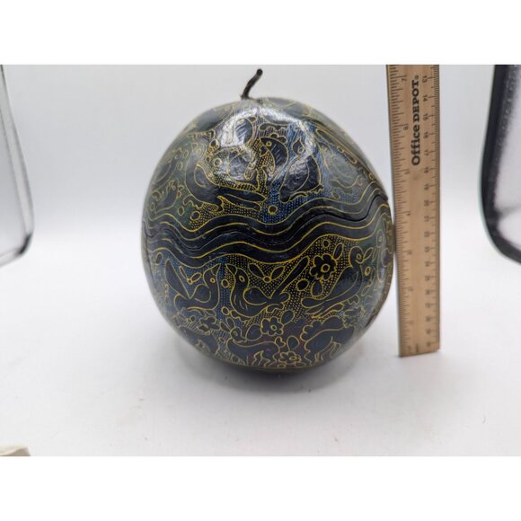 Handcrafted Maque Decorative Gourd With Intricate Carvings & Natural Wax Finish - Picture 5 of 13